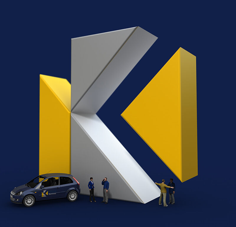 3D-Illustration: Service-Leistungen übersichtlich skizziert.